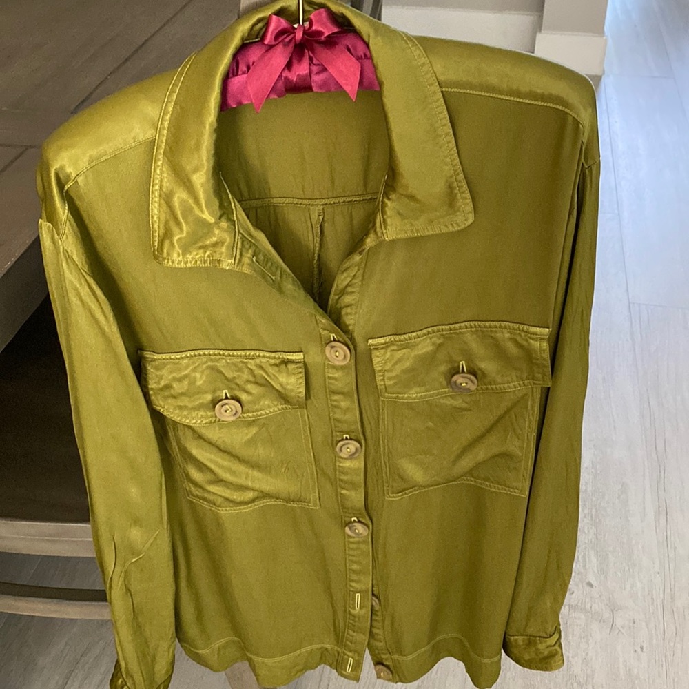 Nation olive green button down shirt